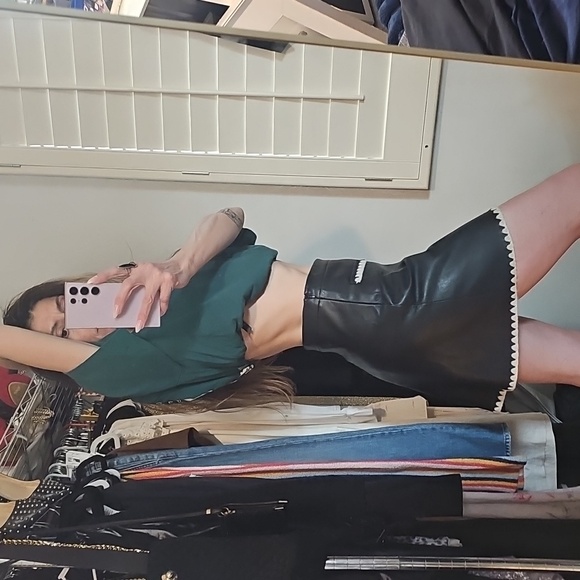 Zara Dresses & Skirts - ZARA Black Vegan Leather Skirt Size Small